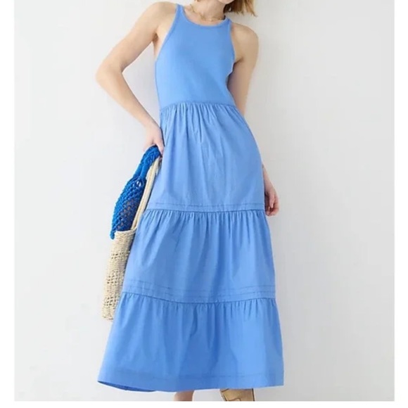 J. Crew Dresses & Skirts - J. Crew Vintage Rib High-Neck Cutaway Tank Dress with Poplin Skirt